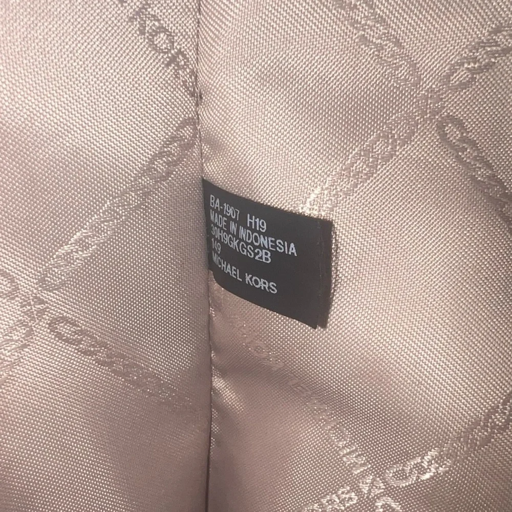 Michael Kors Cream and Tan MK Monogram Satchel